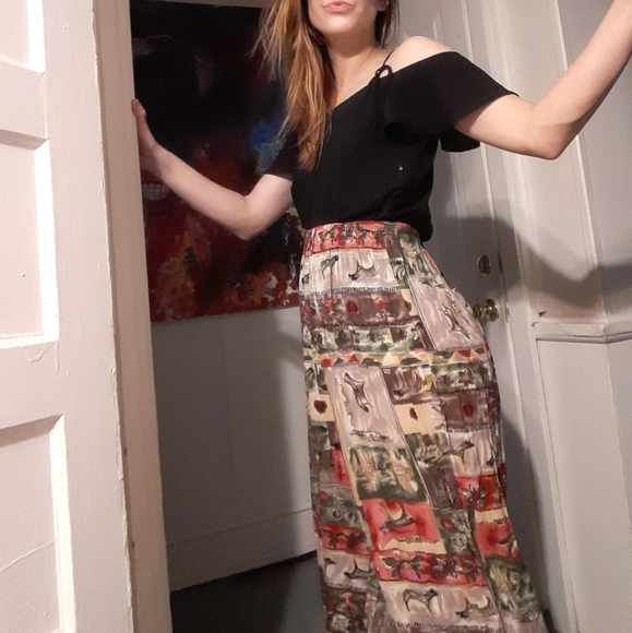 Vintage 80's culottes ~ gauchos w/ patchwork design - Picture 3 of 8